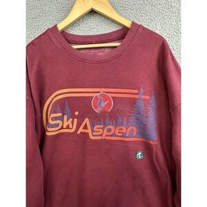 Aeropostale Ski Aspen Sweatshirt Mens 2XL Maroon Crew Neck Graphic Pullover NWT